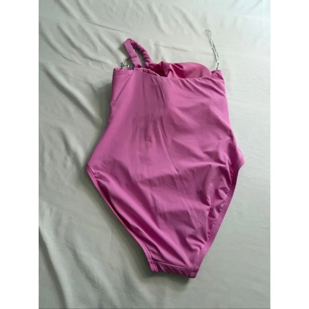 Contours By CoCo Reef Pink One Shoulder One Piece Swimsuit Size 8/32C - Picture 4 of 7